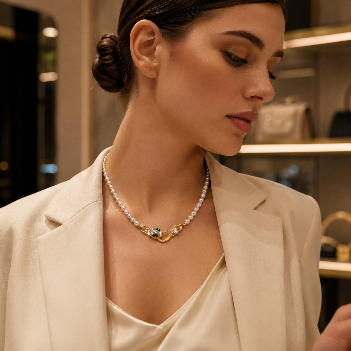 Serpent Pearl Necklace